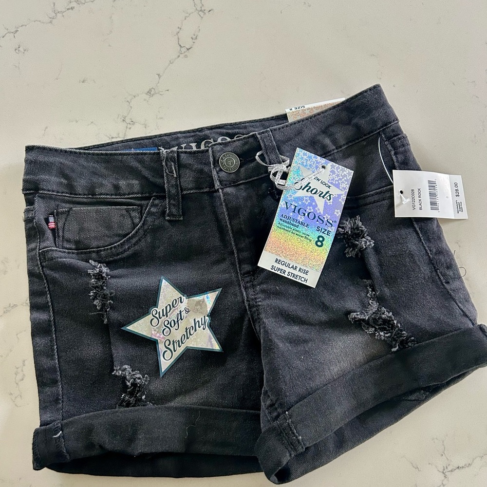Vigoss Charcoal Denim Jean Shorts - Girls Size 8 (NWT)